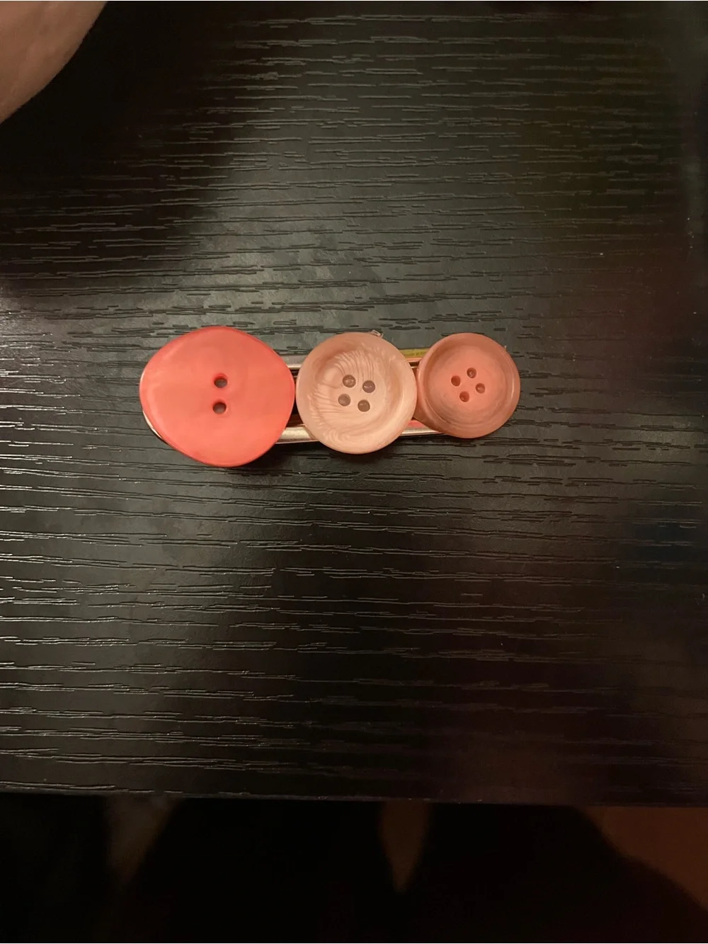 Handmade Button Accent Hair Clips - Pink Set
